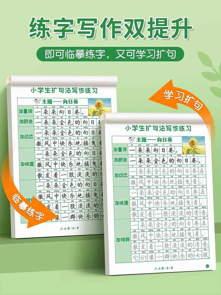 扩句法写作文练字帖小学生专用一二年级三年级上下册扩句看图写话专项训练好词好句优美句子积累语文字帖每日一练硬笔书法练字本 - 图3