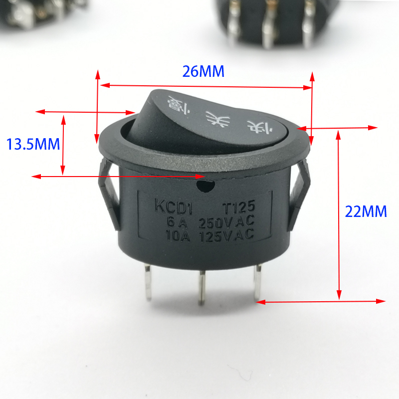 船形开关10A250V电煮锅电热锅通用椭圆形快慢档开关JIXING TC_101 - 图2