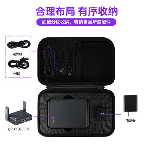 适用glinet SFT1200路由器收纳包 MT3000  MT3600 BE3600无线路由器wifi7 出差旅行 硬壳防摔 便携包保护套 - 图0