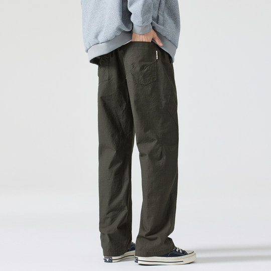 Kuvine American retro military green patchwork casual pants for men