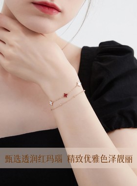 中国情人节送给女友的礼物S925银双层四叶三叶草手炼女士，可访问