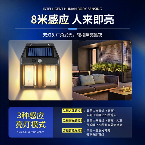 太阳能户外庭院灯室外防水led感应家用照明壁灯氛围装饰围墙路灯 - 图0