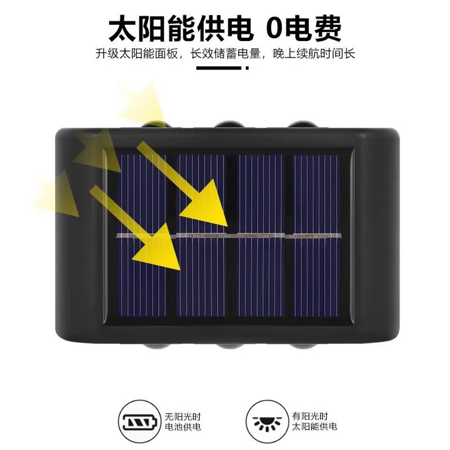 太阳能户外壁灯庭院灯洗墙灯外墙装饰壁灯室外防水发光围墙氛围灯,淘宝优惠券,粉丝福利购,淘宝优惠卷