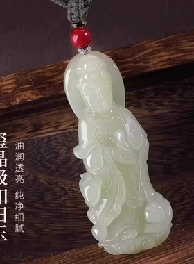 和田玉观音吊坠男属马本命年护身