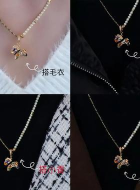 EarGirl高奢 镀K金项链 坠链紫色精致锁骨链时尚项链轻奢百搭手工