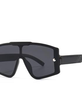 One piece flat top retro oversized frame sunglasses female I