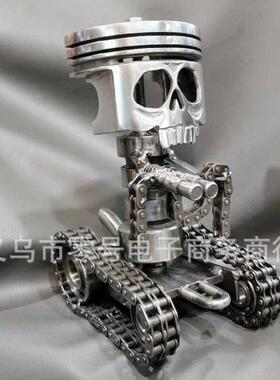 跨境Carving Piston Skull Face 雕刻活塞骷髅脸雕塑艺术雕像