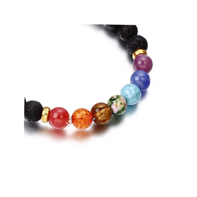 Natural Lava Stone Beads Healing Balance Chakra Charm Bracel - 图0