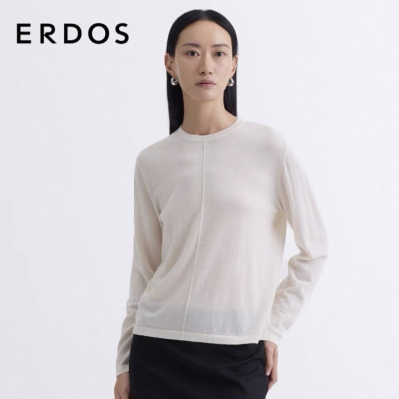 2025 鄂家同款 120支精纺扬子纱 100%美丽诺纯羊毛圆领中缝线短袖,淘宝优惠券,粉丝福利购,淘宝优惠卷