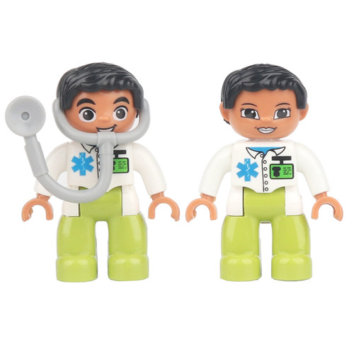 大颗粒积木散装配件儿童益智玩具卡通小人仔家庭人物角色职业人偶 - 图3