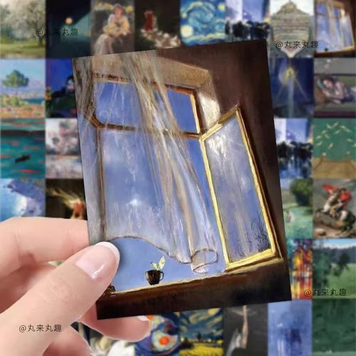 120张世界名画贴纸ins风高级感油画艺术创意笔记本行李箱装饰贴画 - 图2