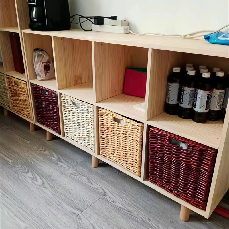 定做订制藤编收纳筐异形转角抽屉杂物盒柳编储物篮柜子格子整理箱 - 图0