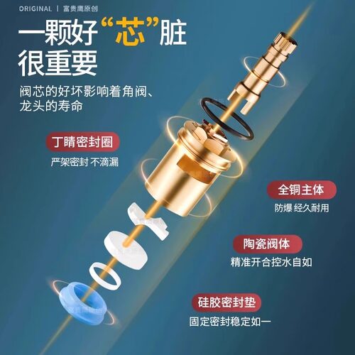 水龙头全铜阀芯厨房单冷热通用快开三角阀水龙头内芯陶瓷配件大全 - 图0