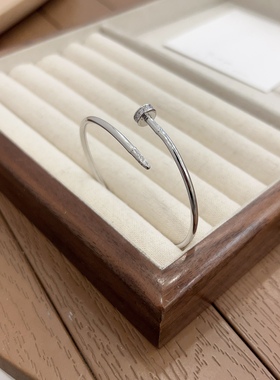 足银999.9网红钉子开口手镯女设计时尚个性高级感年轻款大人镯子