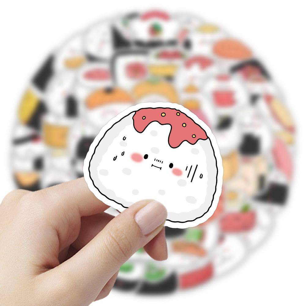 120张原创饭团寿司大家族贴纸装饰素材食物卡通日系手机贴画防水,淘宝优惠券,粉丝福利购,淘宝优惠卷