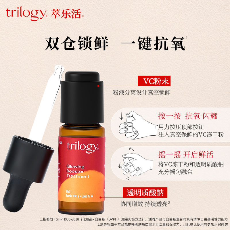 【春游季】trilogy萃乐活vc焕亮精华液 抗氧清透提亮光泽原型VC