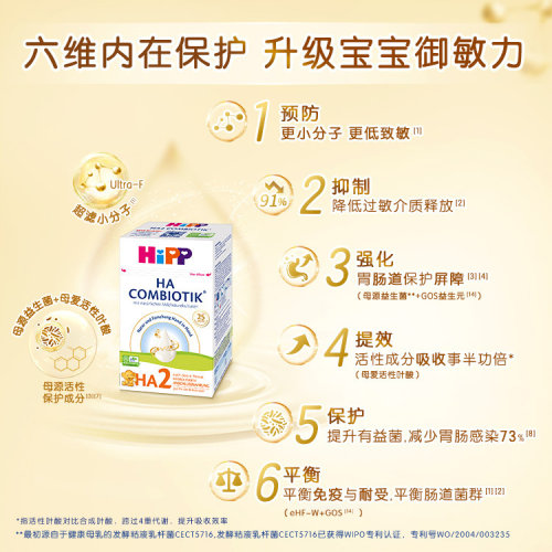 HiPP喜宝 HA小分子水解低敏婴幼儿奶粉2段600g（6个月+） - 图0