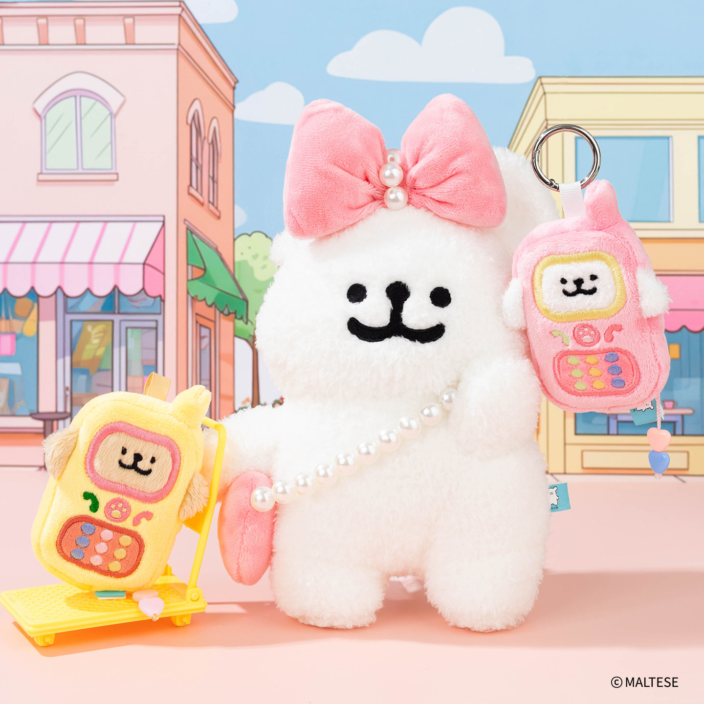 线条小狗Maltese原创手机系列毛绒挂件玩具玩偶钥匙扣背包挂饰女,淘宝优惠券,粉丝福利购,淘宝优惠卷