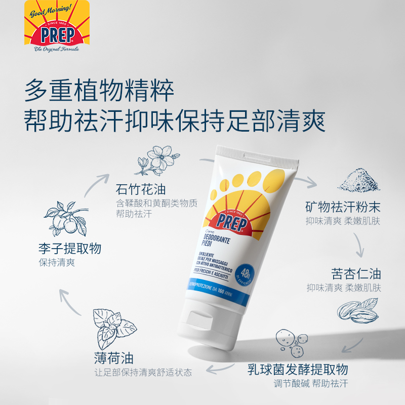 PREP净爽足霜 祛汗抑味止脚趾汗臭脚臭难闻足霜意大利进口-FX - 图0