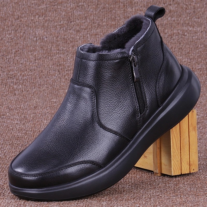 WLOFSD潮牌外贸真皮男鞋2025年冬季新款高帮棉皮鞋保暖东北雪地靴 - 图0