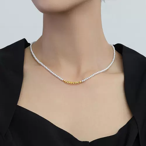 Ce Crembled Gold Baby Baby Xiaomi Beads Искусственное австралийское и белое жемчужное ожерелье 2024 Новый взрыв подлинная женская ключица S925