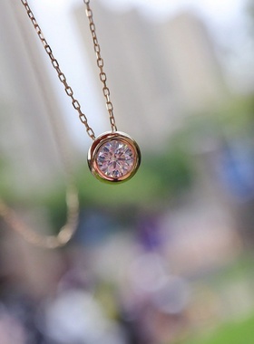 S925纯银闪钻锆石吊坠项链女百搭