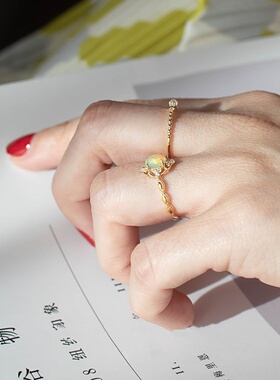 澳宝欧泊戒指指环女轻奢气质