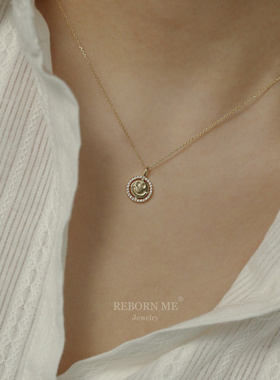 双面笑脸纯银项链女轻奢设计感