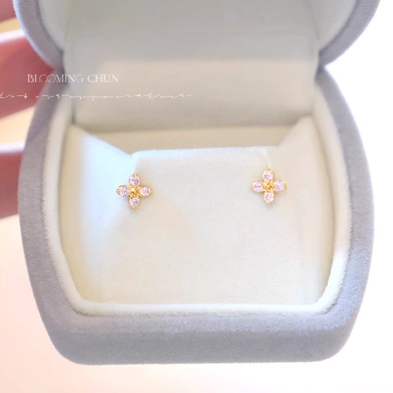 ROMANTIC洛神花~小粉花温柔精致纯银耳钉女简约百搭通勤耳饰品,淘宝优惠券,粉丝福利购,淘宝优惠卷