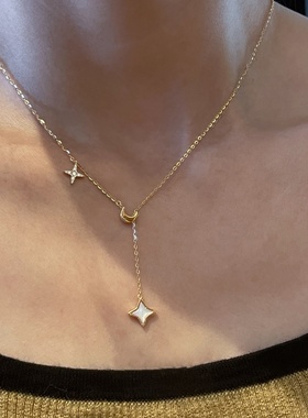 白贝吊坠流苏项链女精致锁骨链