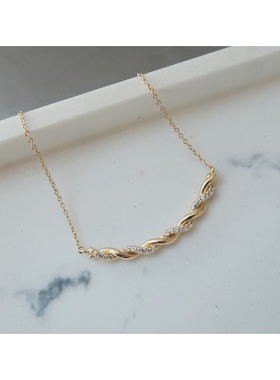 金闪闪麻花扭扭微笑锁骨链项链