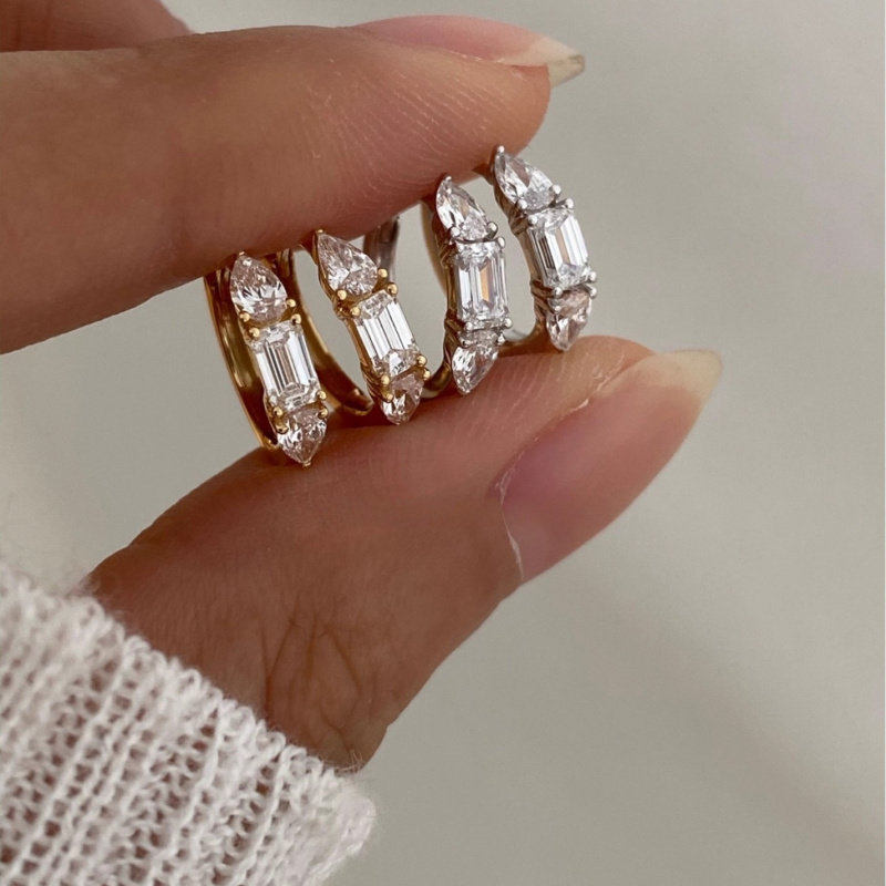 ROMANTIC白露~S925纯银镀18k金闪钻耳扣耳圈耳环高级感轻奢耳饰品,淘宝优惠券,粉丝福利购,淘宝优惠卷