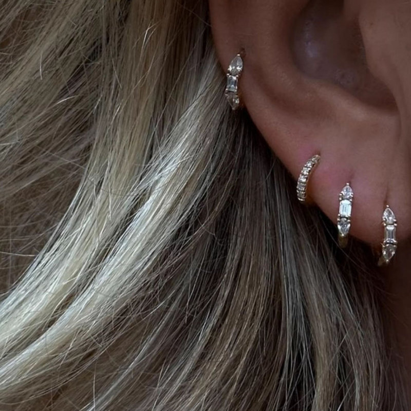 ROMANTIC白露~S925纯银镀18k金闪钻耳扣耳圈耳环高级感轻奢耳饰品,淘宝优惠券,粉丝福利购,淘宝优惠卷