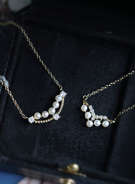 日系轻奢珍珠吊坠锁骨项链女纯银