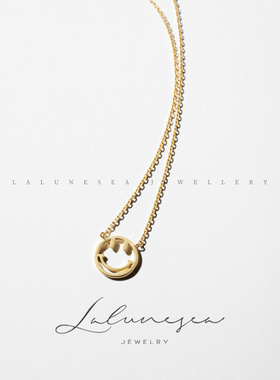 表情S925纯银镀18k金笑脸项链女