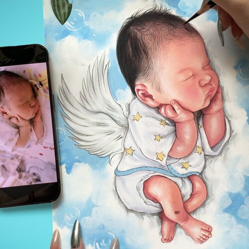 胎毛画定制宝宝新生婴儿满月礼物diy周岁百天胎毛发画纪念品制作 - 图0