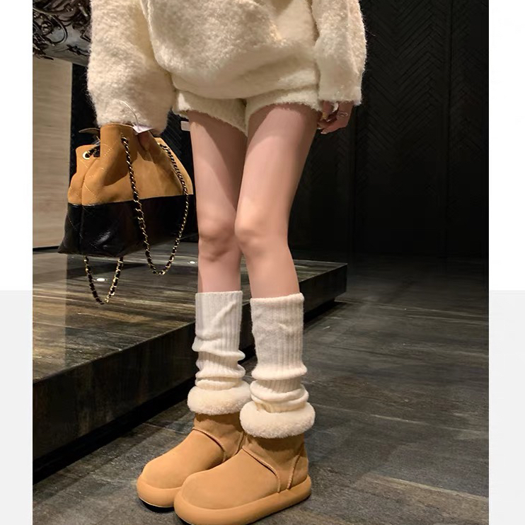 【动态防水】2025小土豆厚底羊皮毛一体雪地靴加绒保暖包头穆勒鞋 - 图1