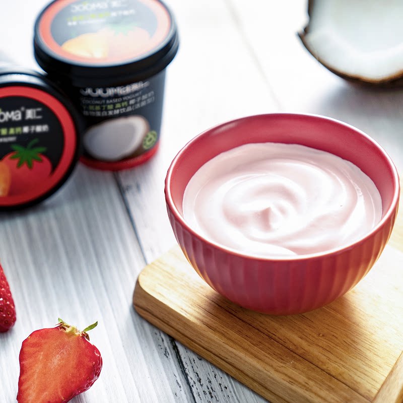 JOOMA美仁椰子酸奶0乳糖0麸质3杯【草莓口味含γ-氨基丁酸+高钙】