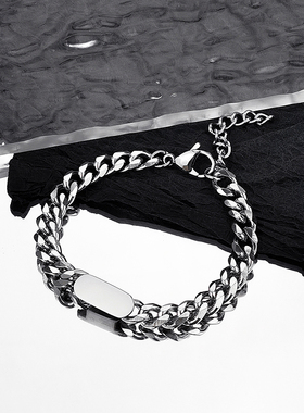 男士古巴手链小众钛钢简单大方