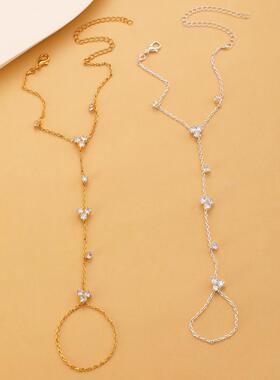 亚马逊爆款水晶连指手链简约几何手背链手饰品ins风派对Bracelet