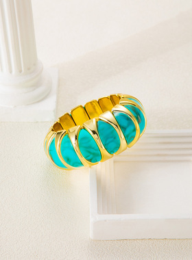 欧美跨境夸张小众个性手镯绿色高