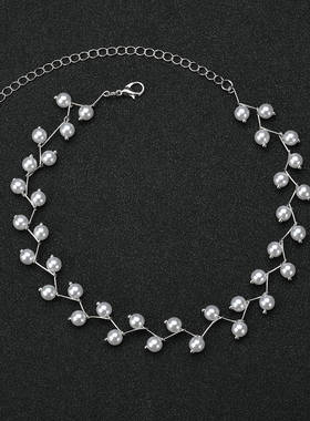 X650韩版气质珍珠锁骨链choker