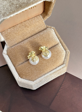 银针欧美跨境珍珠福字轻奢甜美女