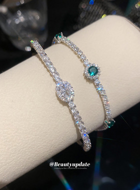 法式精致简约锆石几何圆形手链轻