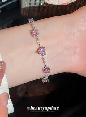 韩系ins风清新锆石几何爱心手链