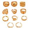 European and American personality niche design exaggerated lava lines irregular water drop glossy set ring for women