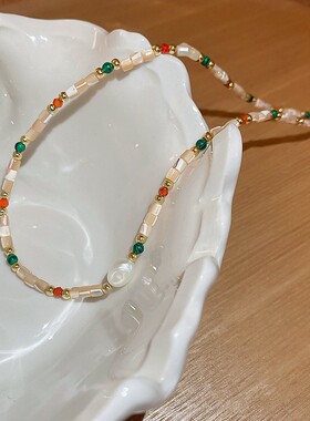 多巴胺甜美巴洛克珍珠项链小众时