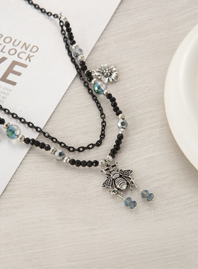 新中式民族风项链多层复古花朵蜜