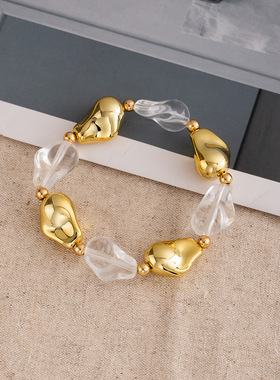 法式复古轻奢风不规则撞色几何手