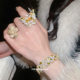 18k real gold electroplated colorful zircon luxury bracelet earrings